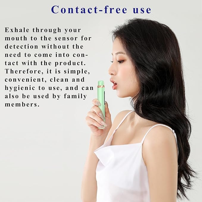 Bad Breath Tester, Smart Breath Odor Detector,Portable Contactless Bad Breath Checker,USB Charging,Display Bad Breath Level/Gas Concentration/Social Distance (Green)