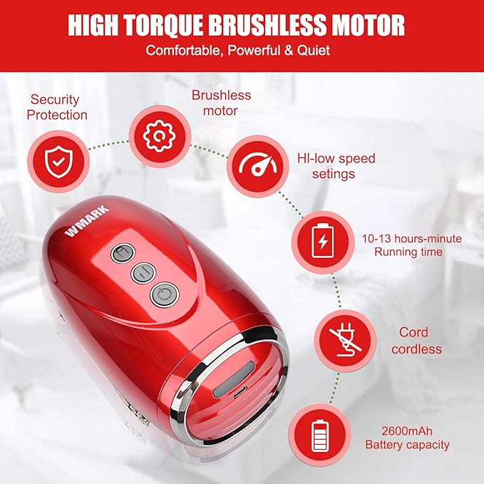 Specialty Hairdressing Massager/Cordless Handheld Massager,USB Charge Neck/Legs/Hand/Face Massager, 2 Massage Nodes 2600AMH (Red-1)