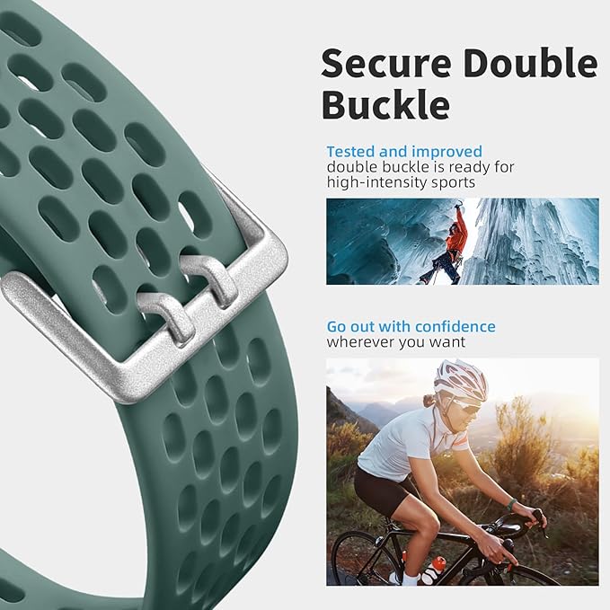 Getino Compatible with Fitbit Charge 5 Bands/Charge 6 Bands Women Men, Soft Breathable Replacement Sport Strap Adjustable Wristbands for Fitbit Charge 5/ Charge 6 Advanced Fitness Tracker, Pine Green