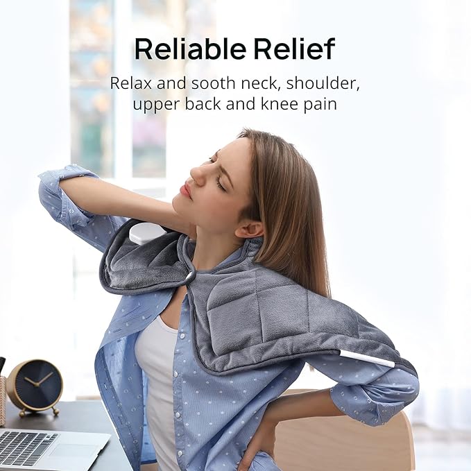 Heating Pad for Back Pain and Cramps Relief, 2.2lb Weighted Heating Pads for Neck and Shoulders, Extra-Large Soft Electric Pad with 4 Heat Settings, Auto-Off, Gifts for Women Men Mom Dad, 19" x 22"