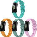 (4 Pack) Bands Straps Intended for Fitbit Inspire 3 Health & Fitness Tracker, Colorful Comfortable Flexible Silicone Band Rubber Strap Wristbands Sports Accessories for Inspire 3