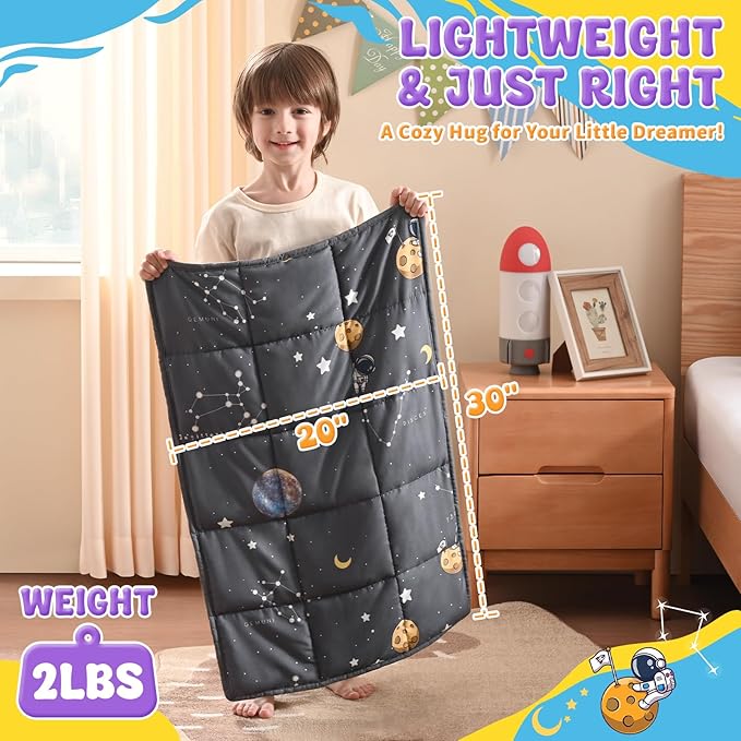 anfie Weighted Lap Pad 2 Pounds, Weighted Blanket (20"*30") Cooling Blanket for Sleeping,Weighted Throw Blanket for Travel Indoor Outdoor (Space Grey)