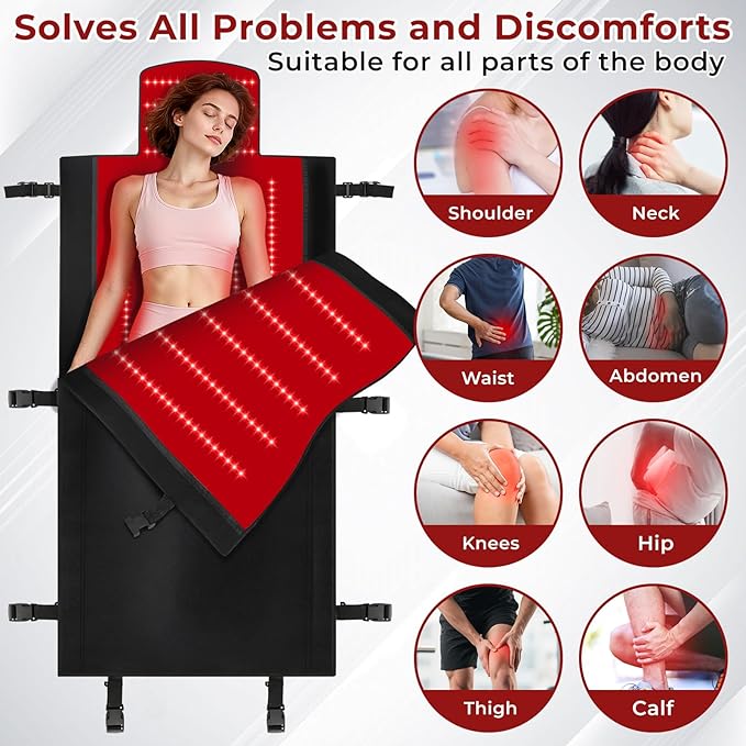 Red Light Therapy Mat for Fully Body, Red Light Blanket Dual Wavelength 660nm & 850nm Infrared Red Light Therapy Pad, Ideal for Home/Office/Men/Women/Elderly 74.8inch*33.46inch 660 LEDs