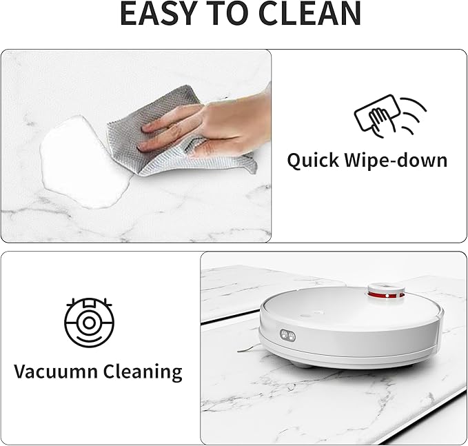 Marble White Kitchen Mats for Floor Anti Fatigue Mats for Kitchen Floor Kitchen Rugs Abstract Art Decorative Cushioned Non Slip Waterproof Mats for Office Bedroom Laundry, 17.3"x 47"