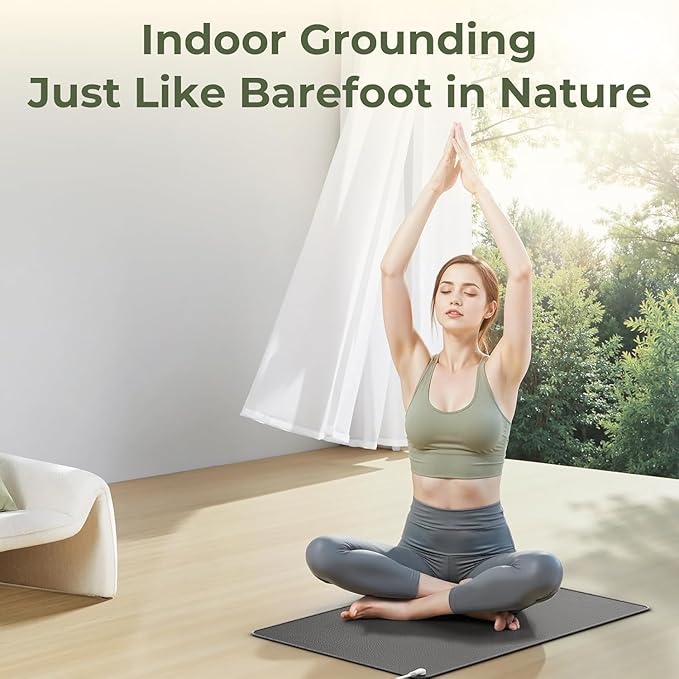 Grounding Mat Kit (2 Pack)-2 Grounding Mats (10 x 26.7) with Grounding Adapter, 2 Straight Cords (15ft) and 2 Grounding Wristbands - Indoor Grounding for Full Body Balance & Wellness Support