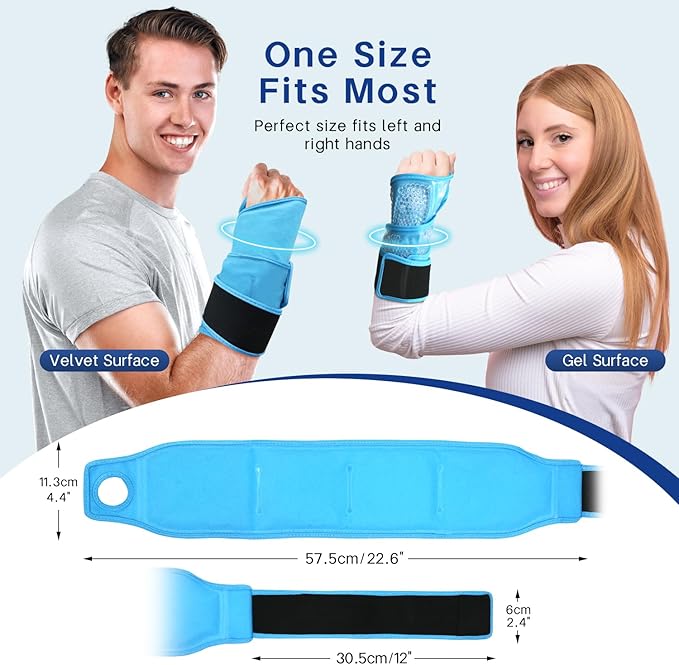 Wrist Ice Pack Wrap for Carpal Tunnel Relief, Gel Ice Packs for Injuries Reusable for Wrist Hand Foot Ankle Knee Leg Pain, Hot Cold Compress Therapy Bandage Surgery Recovery Gifts Men Women (Blue)