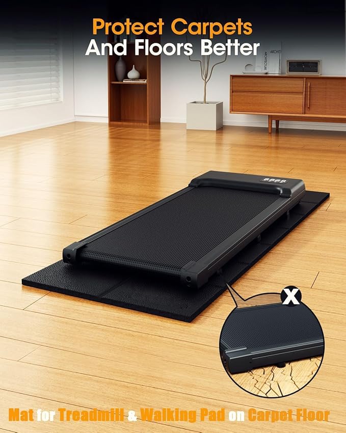 Treadmill Mat for Carpet & Hardwood Floors, 68" x 24", 1/4" Thick Under Treadmill and Walking Pad Mat, Non-Slip Exercise Equipment Mat for Bike, Noise & Shock Absorbing