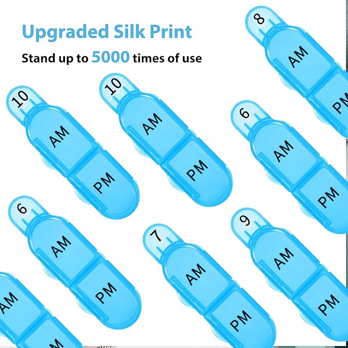 Daviky Monthly Pill Organizer 2 Times a Day, 30 Day Pill Box AM PM with Separate Container, One Month Medicine Case Twice a Day to Hold Vitamins, Supplements and Medication (Blue)
