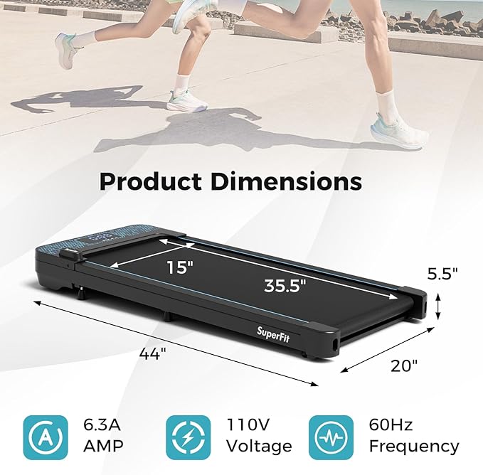GYMAX Walking Pad, 3 in 1 Free-Assembly Under Desk Treadmill with 300lbs Capacity & LED Display, 2.25HP Portable Compact Treadmill Running Machine for Small Space Home Office