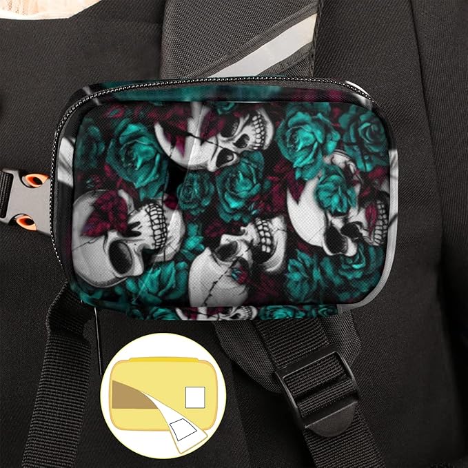 Skull Flower Gothic Style Pill Case Weekly Medicine Organizer with Travel Bag Seven-Day Pill Box Vitamin Supplement Box Fish Oil Pills Holder