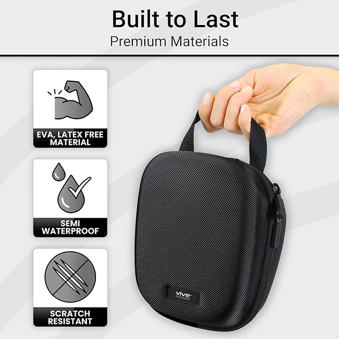 Vive Precision Blood Pressure Monitor Case - Hard Carrying Medical Travel Storage Bag - Universally Compatible Portable BPM Cuff, Health Accessories Pouch Replacement with Carrying Strap - Shockproof