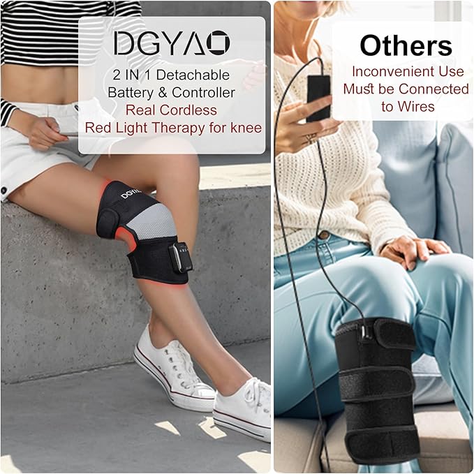 Cordless Red Light Therapy for Knee, Near Infrared Light Therapy Device Pulsing for Body Elbow Shoulder Arm Joint Pain Relief Muscle Relax, Portable for Home Office Business Trip Use