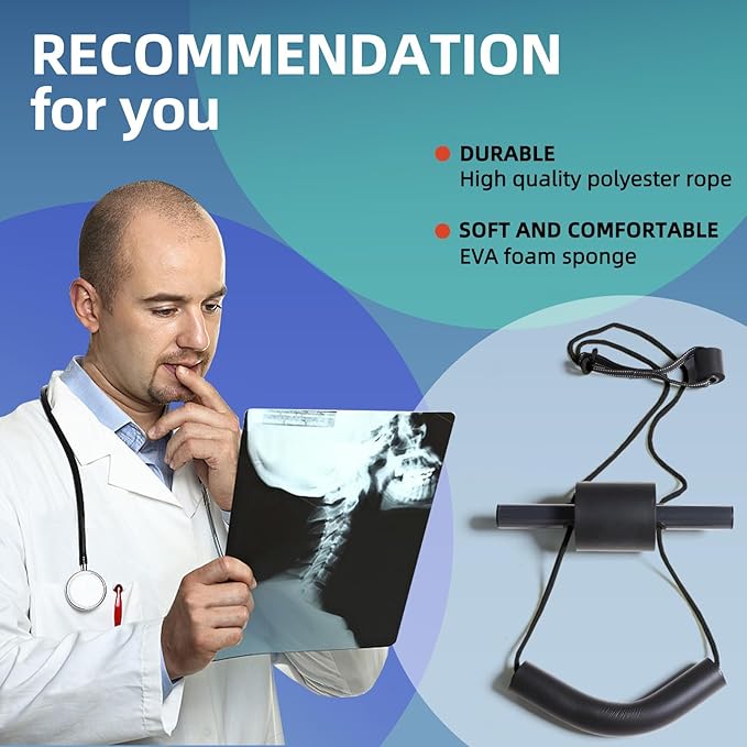 Cervical Traction Device for Neck Pain Relief, Over The Door Neck Stretcher to Restore Natural Curve, Home Use Cervical Neck Traction (Thick)