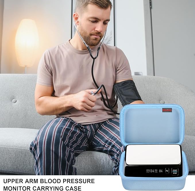 Elonbo Carrying Case for OMRON Evolv Bluetooth Wireless Upper Arm Blood Pressure Monitor, for OMRON Evolv BP7000 Portable One-Piece BP Monitor Storage Holder, Blue