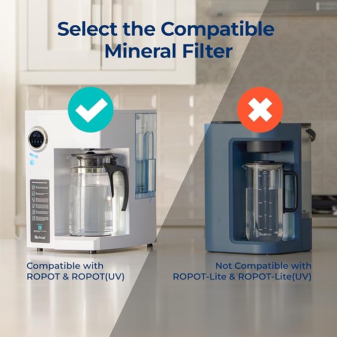 Bluevua Remineralization Filter for RO100ROPOT, Alkaline Water Pitcher Filters for Better Taste and Smell. Remineralize and Increase pH for Pure Drinking Water