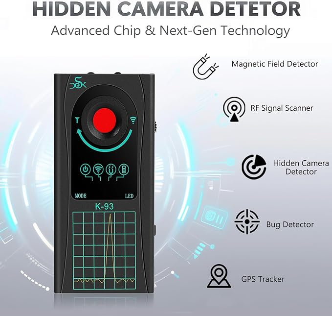 Hidden Spy Camera Detector, 2025 Upgraded GPS Tracker Detector, RF Signal & Bug Sweeper Detector, Smart Anti-Spy Device for Travel, Hotel, Bathroom & Car Security