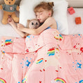 yescool Unicorn Weighted Blanket 7 Pounds Cooling Weighted Lap Blanket, Pink Rainbow Heavy Blanket, Breathable Weighted Throw Blanket Gifts for 60-80lbs, 40"x60"