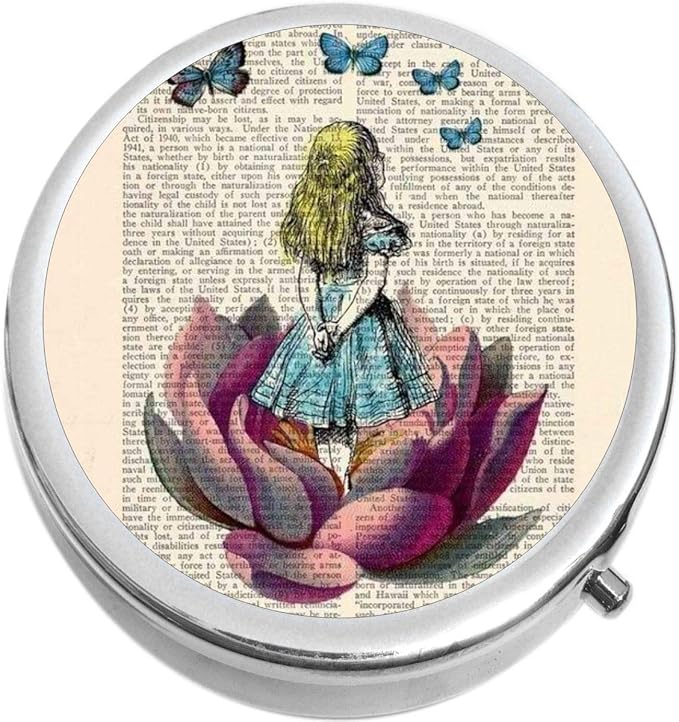Alice in Wonderland Book Medicine Vitamin Pill Box
