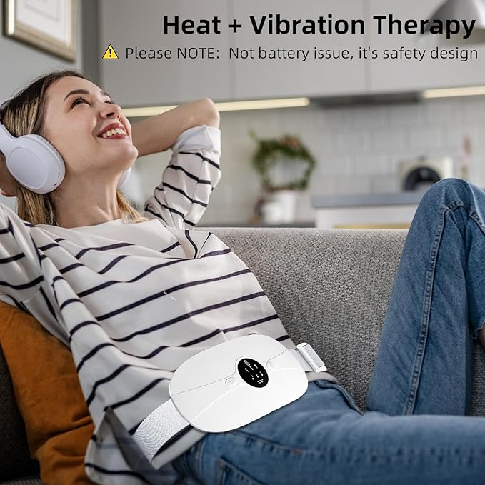 Portable Cordless Heating Pad, Electric Waist Belt Device, Heating Pad for Back Pain, 3-Speed Adjustment, Portable Electric Fast Heating Belly Wrap Belt for Women and Girl (White)