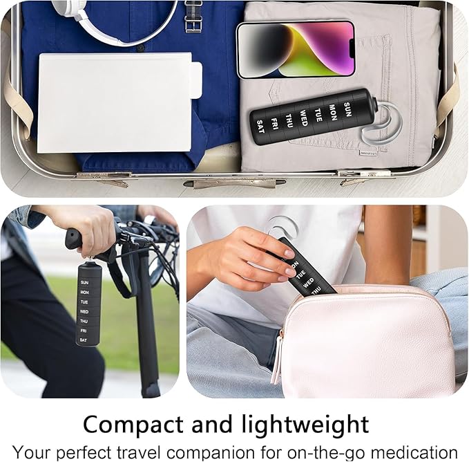 7 Day Pill Organizer, Travel Pill Box with Effortless Opening Design, Zoksi Weekly BPA Free Medicine Organizer with Large Container, Portable Waterproof Vitamin Case for Vitamin, Fish Oil, Supplement