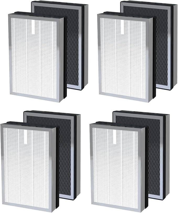 Replacement Filters Compatible with 25 B1/S1/W1 Air Purifier, 8 Pack, 3-in-1 True Hepa and Activated Carbon Filter