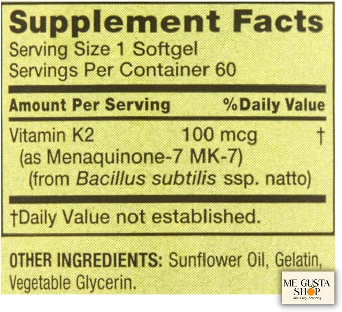Spring Valley Vitamin K2 100 mcg, 60 Softgels Includes Pill Organizer