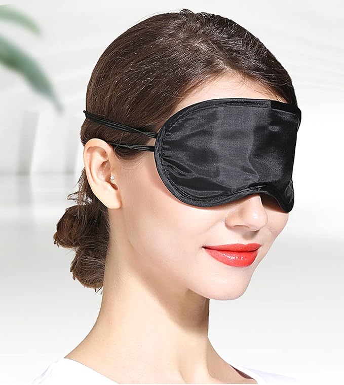 100PCS Sleep Masks Blindfold Eye Masks with Adjustable Strap for Women Men Eye Shade Cover for Travel Team Building Airplane (Black)