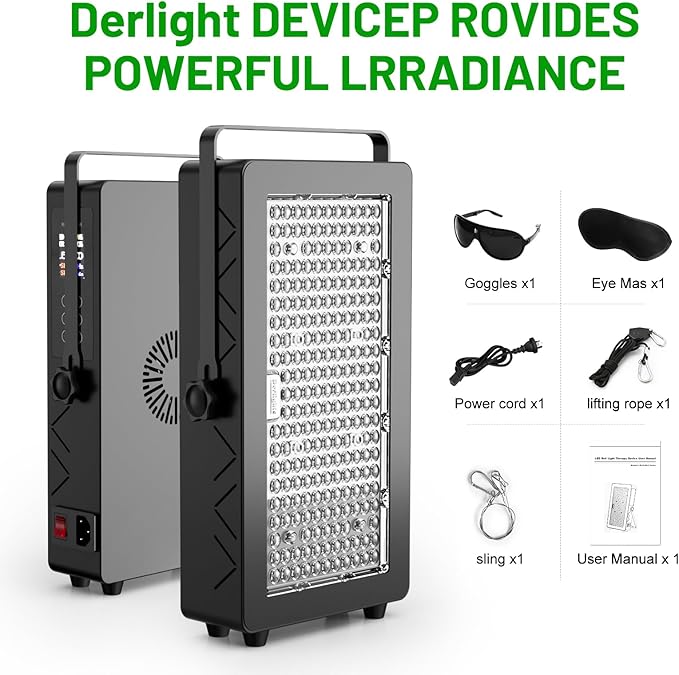 Red Light Lamp with Protective Glasses, 100W Near Infrared Light, 660nm 850nm High Power Panel, 7 Time Settings, 5 Brightness, 3 Light Modes