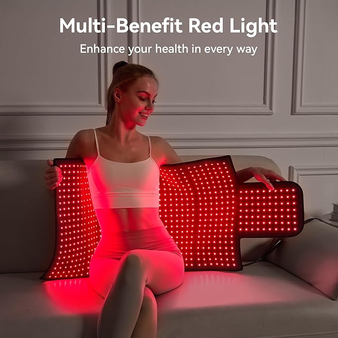 Extra Large Red Light Therapy Mat, High-Density LEDs Full Body Red Light Therapy, 660nm & 850nm Dual Wavelengths, Foldable Red Light Therapy Blanket with Timer, 47.5" x 20"