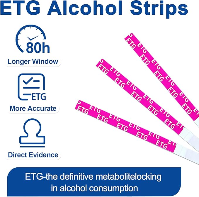 ETG Alcohol Strips, High Sensitivity | Rapid 2-Minute Results for Home/Workplace/Rehab Testing | 24-80 Hour Detection Window [8 Pack]