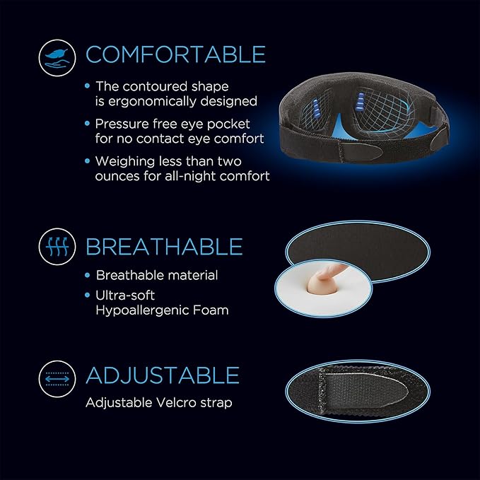 Advanced Glo to Sleep Eye Mask, Nighttime Adult Sleep Aid for Men & Women, Deep REM Sleep, Relaxation, Red & Blue Lighting, Patented Sleep Enhancement Technology Helps You Fall Asleep Quickly.