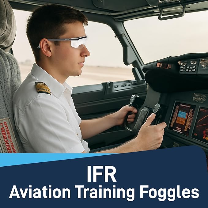 Foggles - IFR Training Aviation Glasses, View Limiting Device - Aviation Training IFR Foggles - Adjustable Frosted Polycarbonate Lenses - Simulates Meteorological Conditions
