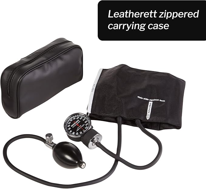 McKesson Aneroid Sphygmomanometer – Manual Blood Pressure Cuff Monitor with Carrying Case, Cuff 23-40 cm, Black, 2 Count