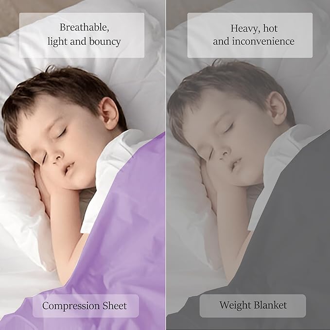 Sensory Bed Sheet for Deep Pressure Therapy – Spandex Bed Sheet – Sensory Compression Blanket for ADHD, Autism – Breathable & Hypoallergenic, Lila, Twin Size