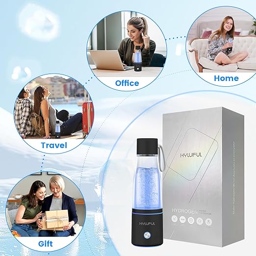 5000PPB Hydrogen Water Bottle, 3 in 1 Generator With SPE/PEM Electrolysis Technology, Water Ionizer Machine for Home, Office - Black
