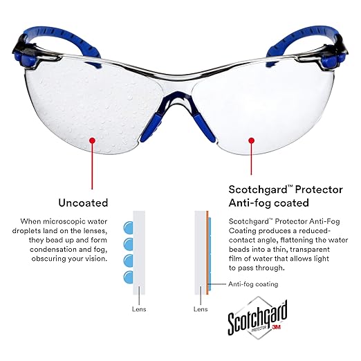 3M Safety Glasses, Solus 1000 Series, ANSI Z87, Scotchgard Anti-Fog, Indoor/Outdoor Grey Lens, Blue/Black Frame, Pack of 1