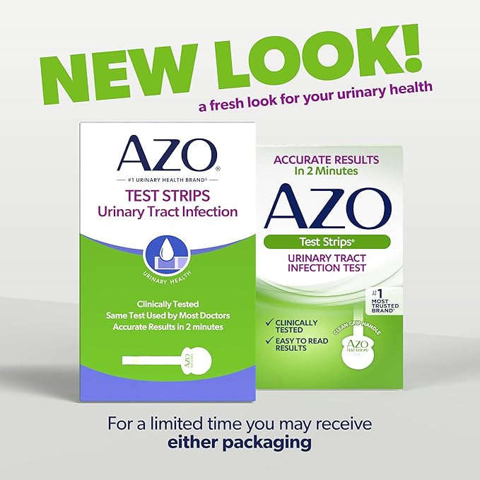 AZO Urinary Tract Infection (UTI) Test Strips, Accurate Results in 2 Minutes, Clinically Tested, Easy to Read Results, Clean Grip Handle, #1 Most Trusted Brand, 3 Count
