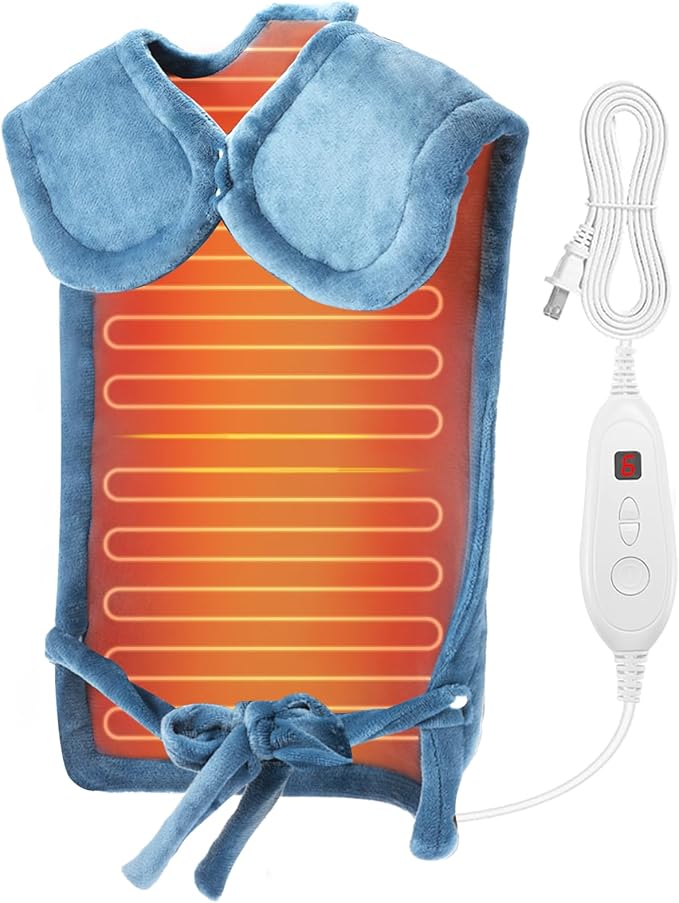 DAILYLIFE Heating Pad for Neck and Shoulders and Back, Electric Heating Pad for Back Pain Relife, 6 Heating Settings, UL Certified with Overheating Protection and Machine Washable, 26"x35", Light Blue