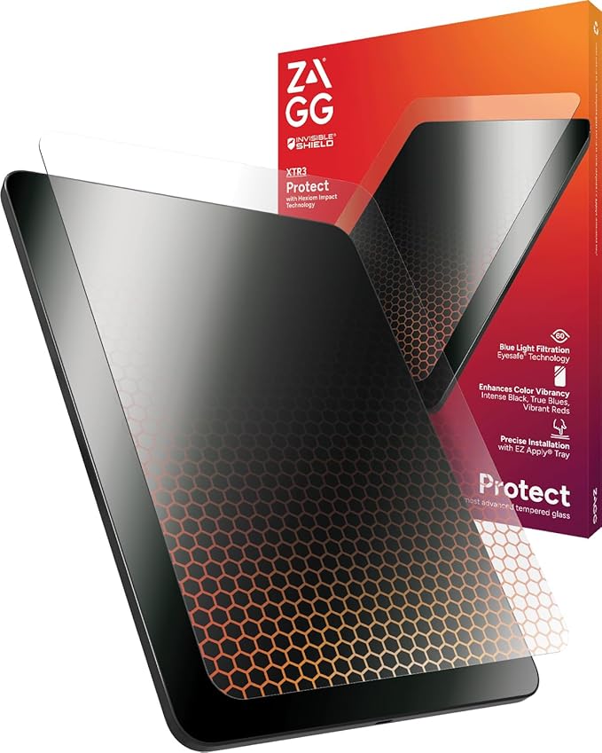 ZAGG Glass XTR3 iPad Air 13" (M5)/ (M4)/ (M3)/ (M2) Screen Protector - Advanced Hexiom Impact Technology, Recycled Glass, Blue Light Filter, Anti-Reflective, Easy Install, Protect Your Eyes & Screen