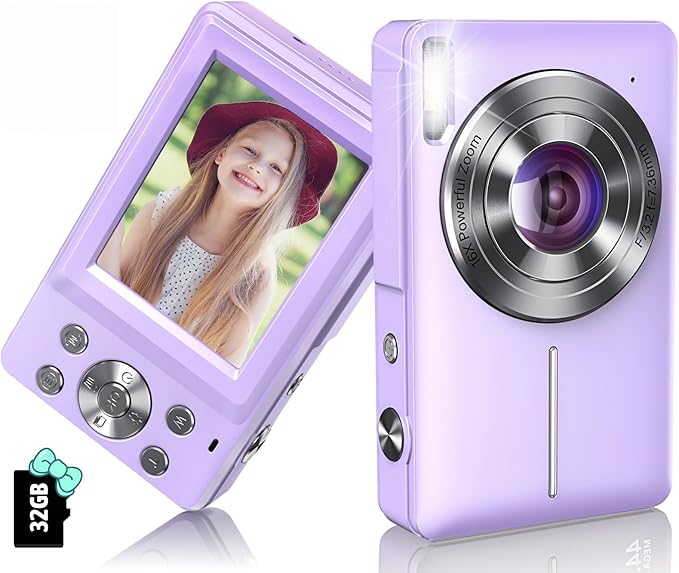 Digital Camera 1080P 44MP Digital Cameras, Point and Shoot Camera for Kids with 16X Zoom, Anti-Shake, Compact Small Travel Camera for Beginner Children Boys Girls Teens Gift