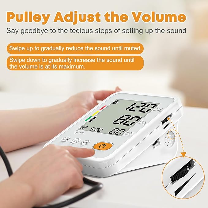 Blood Pressure Monitors for Home Use with 2 Size Cuff, Blood Pressure Monitor XL & Medium-Large Cuffs, 2 * 120 Memory Sets, 4 Aa Batteries Included