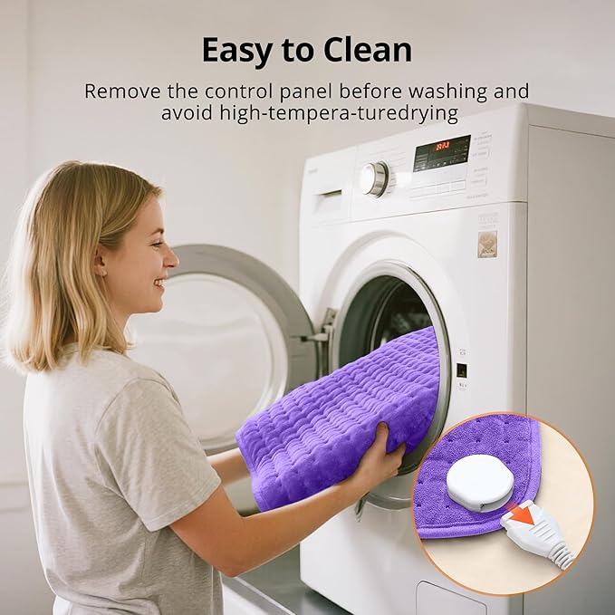 Heating Pad for Back Pain Relief, 17" X 33" XXX-Large Heating Pads for Cramps,Electric Heating Pad XL with 6 Fast Heating Settings,Moist Dry Heat Options,Auto-Off,Machine Washable,Light Purple