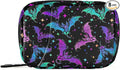 Travel Pill Organizer Bag Weekly Pill Organizer Case Goth Halloween Luminous Bats Portable Small Daily Pill Boxes for Vitamin Fish Oils Supplement Holder with Zipper Compact Size