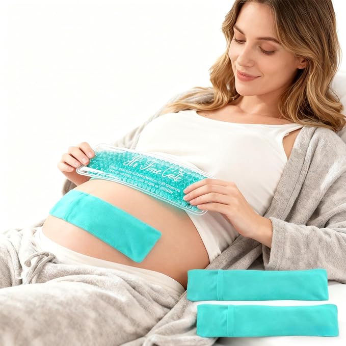 Perineal Cooling Pad for Postpartum Recovery, Extra Durable Gel Cold Packs for Hemorrhoids & C-Section Relief, 2 Reusable Ice Packs & 2 Washable Covers, New Mom Gift
