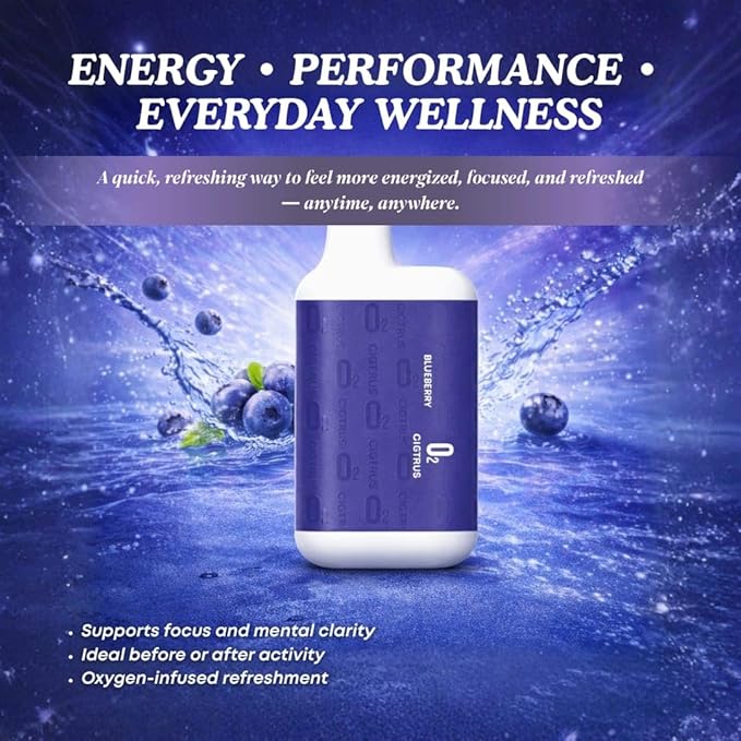 O₂ Cigtrus Oxygen Inhaler – Portable Blueberry Inhale for Quick Energy, Focus & Refresh, Pocket-Size Design for Daily Boost, Pre-Workout, and Busy Days