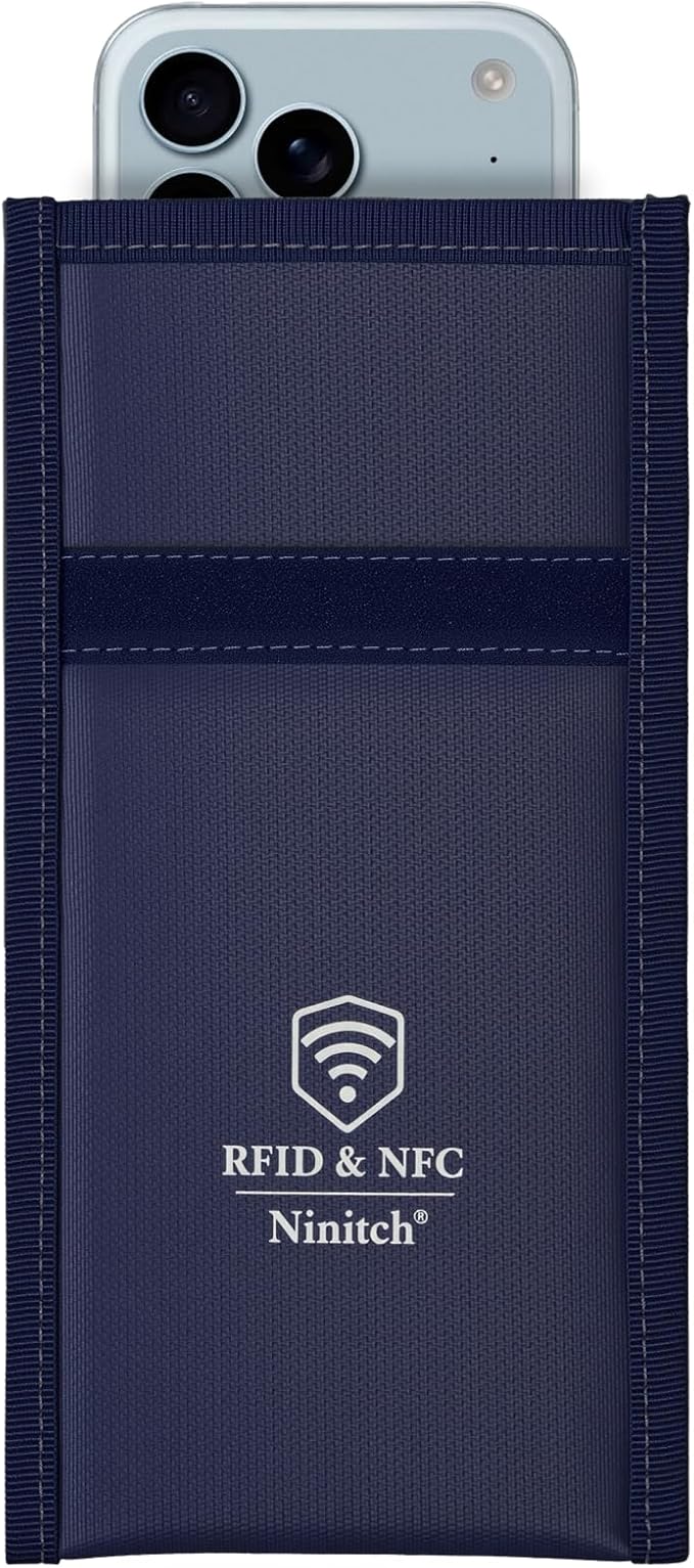 Faraday Bags for Phone Privacy & Security - Signal Blocking Pouch for GPS/WIFI/5G/RFID - Fireproof & Waterproof Anti-Drop Case for Travel & Data Protection Blue