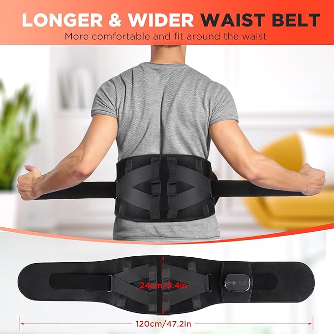Cordless Heating Pad with Massager for Back, FSA Eligible Items List, Portable Lower Back Massager, Electric Heat Pad for Cramps, HSA Approved Products Only