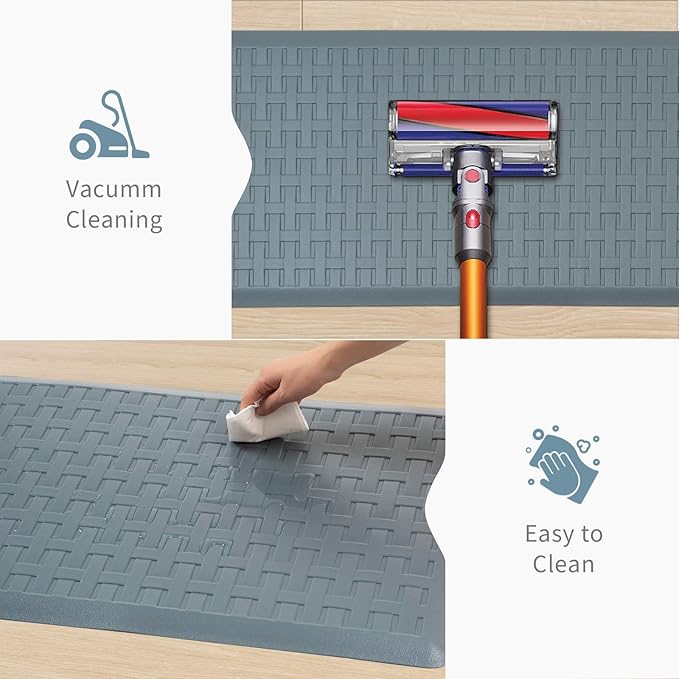 UKISS Kitchen Rugs ，Waterproof Kitchen Mats ，Cushioned Anti Fatigue Kitchen Mat for Floor, Non-Slip Comfort Foam Standing Mat for Kitchen, Floor Home, Office, Sink, Laundry (Grey, 17.3"x28")