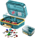 Daily Pill Organizer,7 Compartments Portable Travel Medicine Organizer,Moisture Proof Pill Case,Foldable Pill Box for Purse Pocket to Hold Vitamins,Cod Liver Oil,Supplements Medication (Blue)