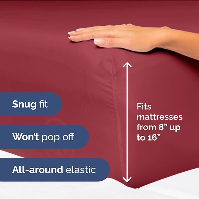 King Size 4 Piece Sheet Set - Extra Soft, Breathable And Cooling Sheets - Hotel Luxury Durable Bed Sheets for Women & Men - Deep Pockets, Easy-Fit & Wrinkle-Free Sheets - Berry Oeko-Tex Bed Sheet Set